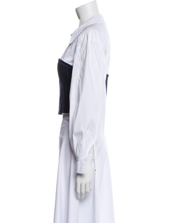 Cinq à Sept Striped Square Neckline Crop Top