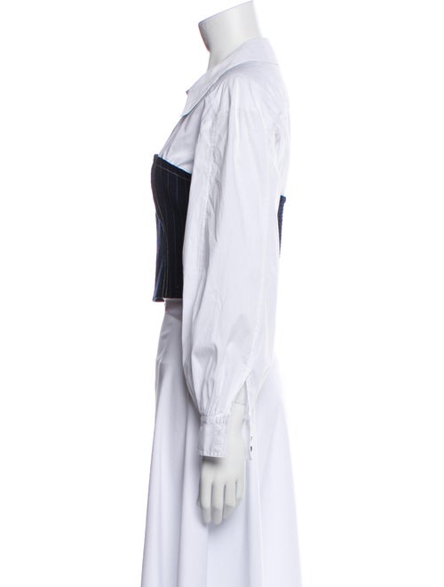 Cinq à Sept Striped Square Neckline Crop Top