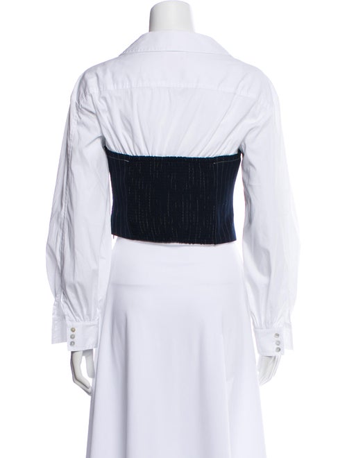 Cinq à Sept Striped Square Neckline Crop Top