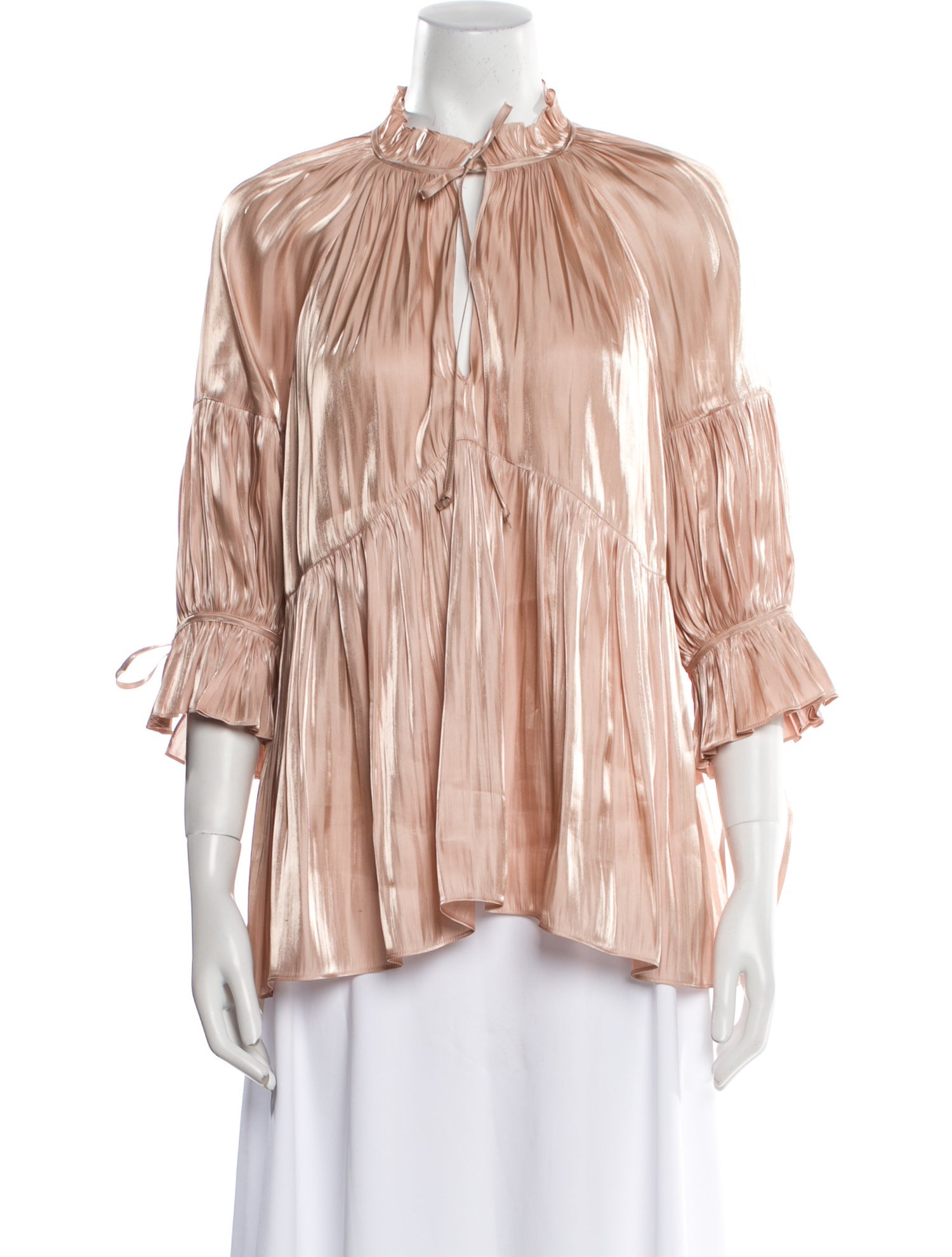 Cinq à Sept Striped Mock Neck Blouse