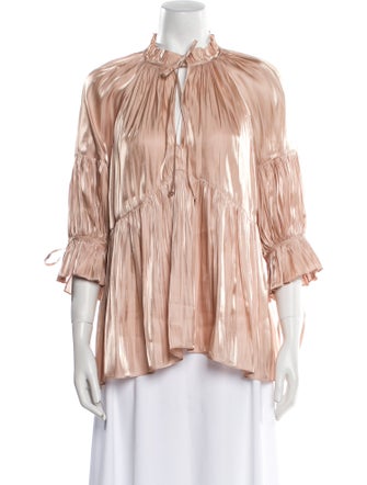 Cinq à Sept Striped Mock Neck Blouse