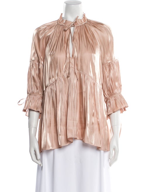 Cinq à Sept Striped Mock Neck Blouse