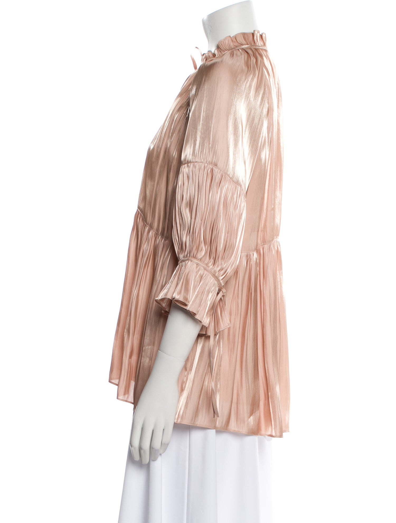 Cinq à Sept Striped Mock Neck Blouse