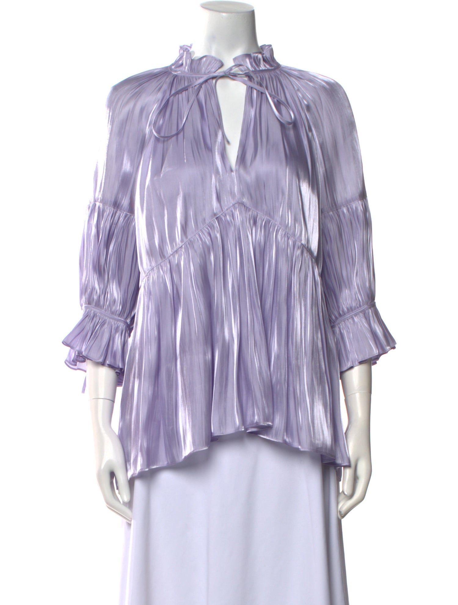 Cinq à Sept Striped Mock Neck Blouse