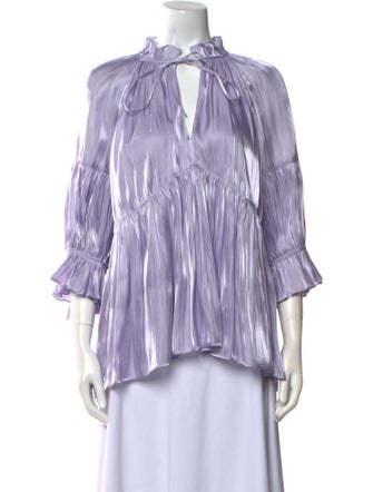 Cinq à Sept Striped Mock Neck Blouse