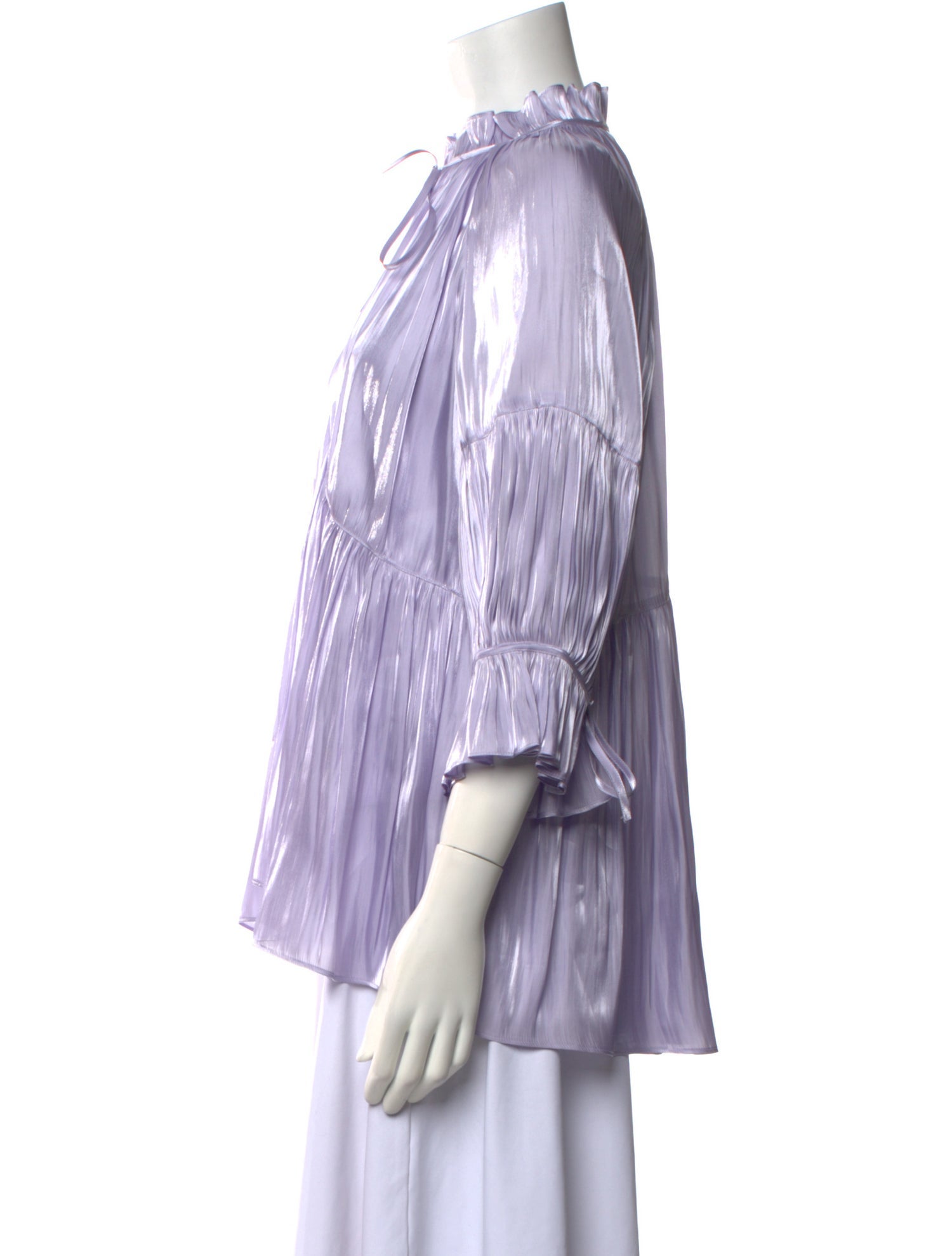 Cinq à Sept Striped Mock Neck Blouse