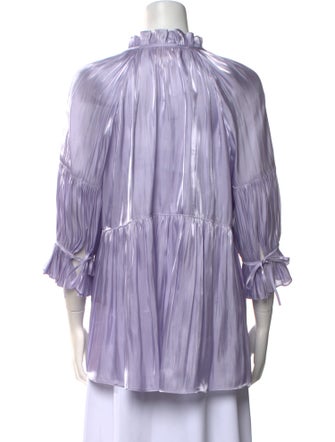 Cinq à Sept Striped Mock Neck Blouse