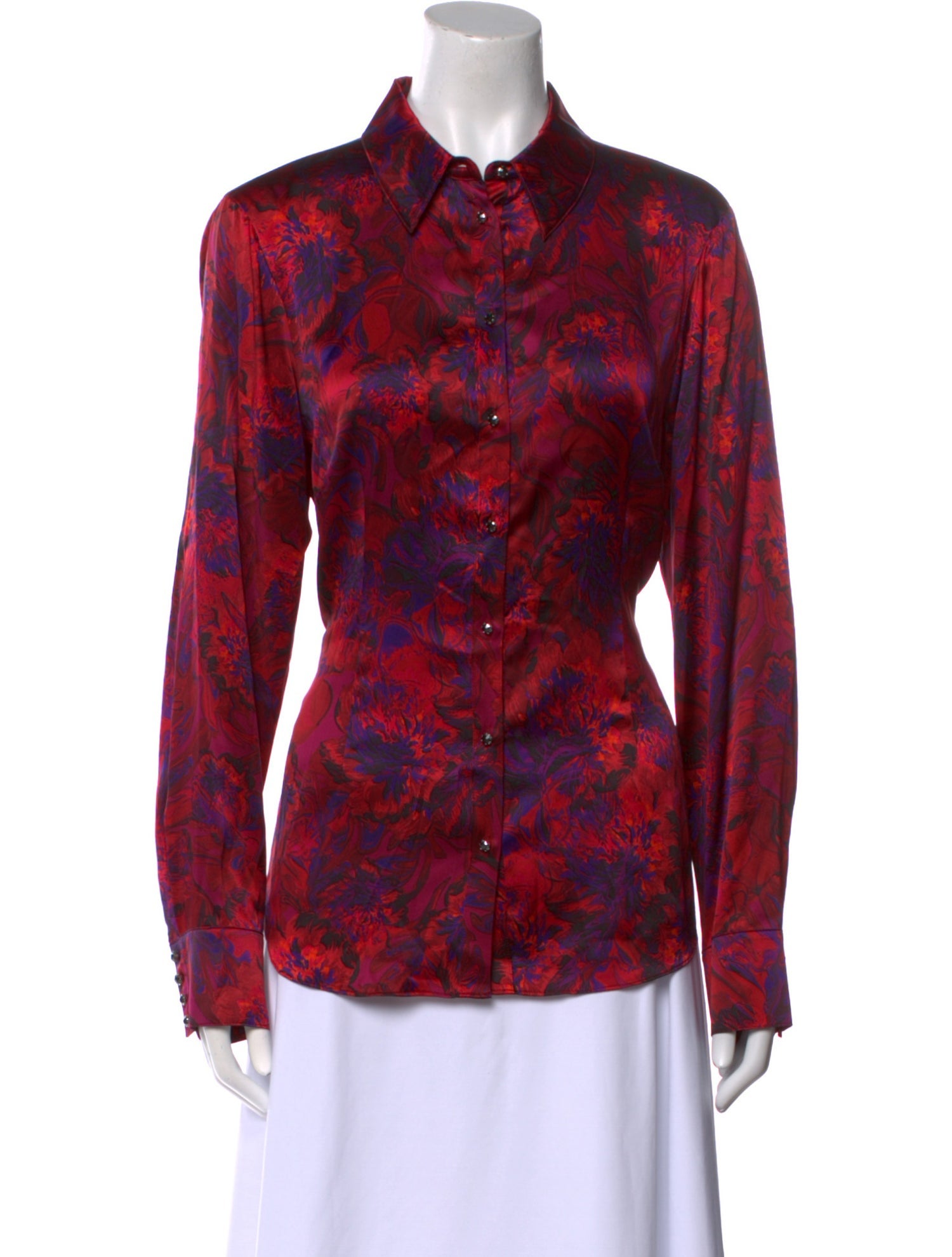 Cinq à Sept Silk Printed Button-Up Top w/ Tags