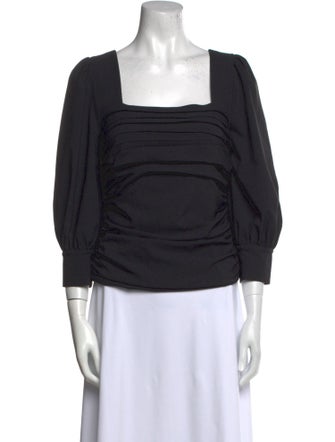 Cinq à Sept Square Neckline Three-Quarter Sleeve Top
