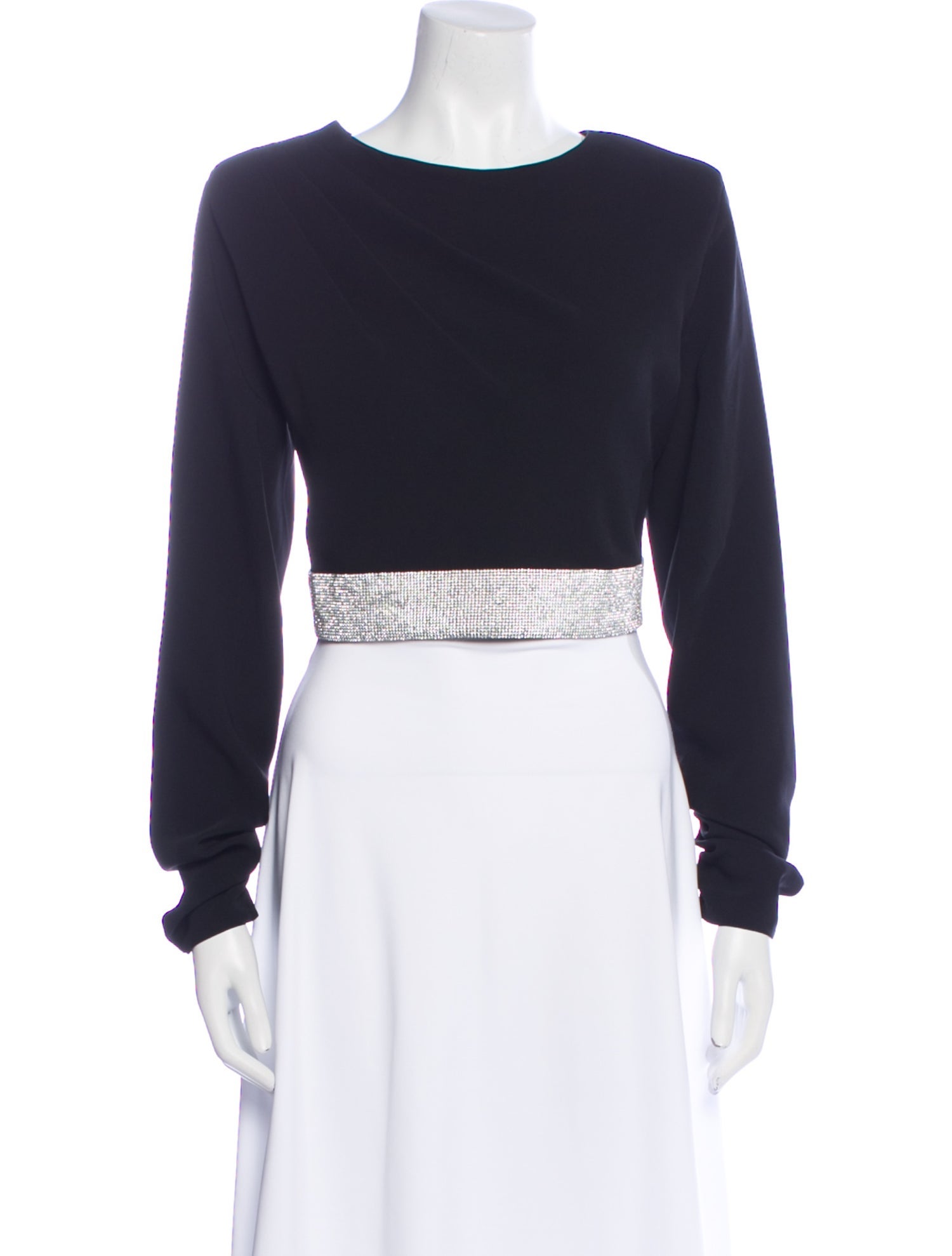 Cinq à Sept Bateau Neckline Long Sleeve Crop Top