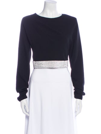 Cinq à Sept Bateau Neckline Long Sleeve Crop Top