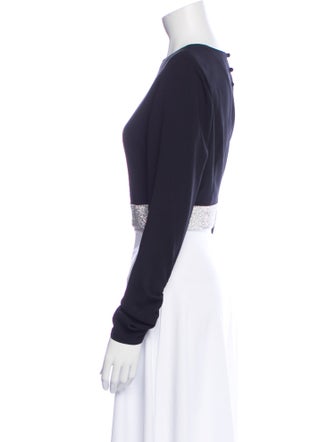 Cinq à Sept Bateau Neckline Long Sleeve Crop Top