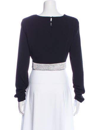 Cinq à Sept Bateau Neckline Long Sleeve Crop Top