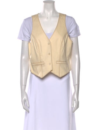 Cinq à Sept V-Neck Short Sleeve Crop Top