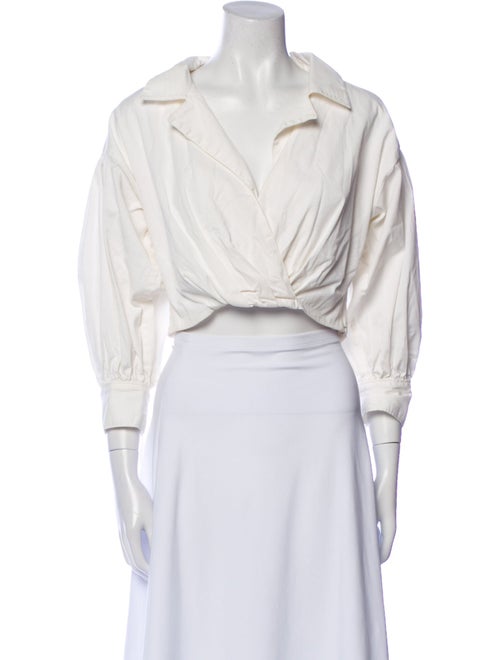 Cinq à Sept V-Neck Three-Quarter Sleeve Crop Top