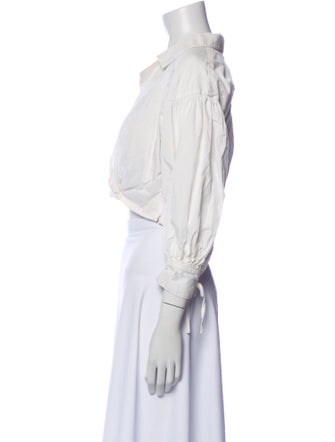 Cinq à Sept V-Neck Three-Quarter Sleeve Crop Top