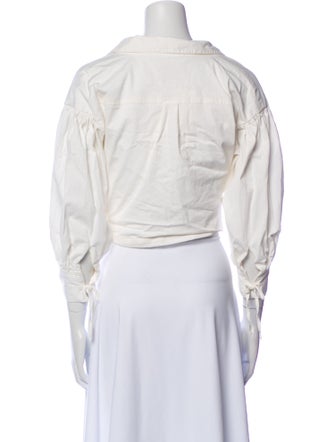 Cinq à Sept V-Neck Three-Quarter Sleeve Crop Top