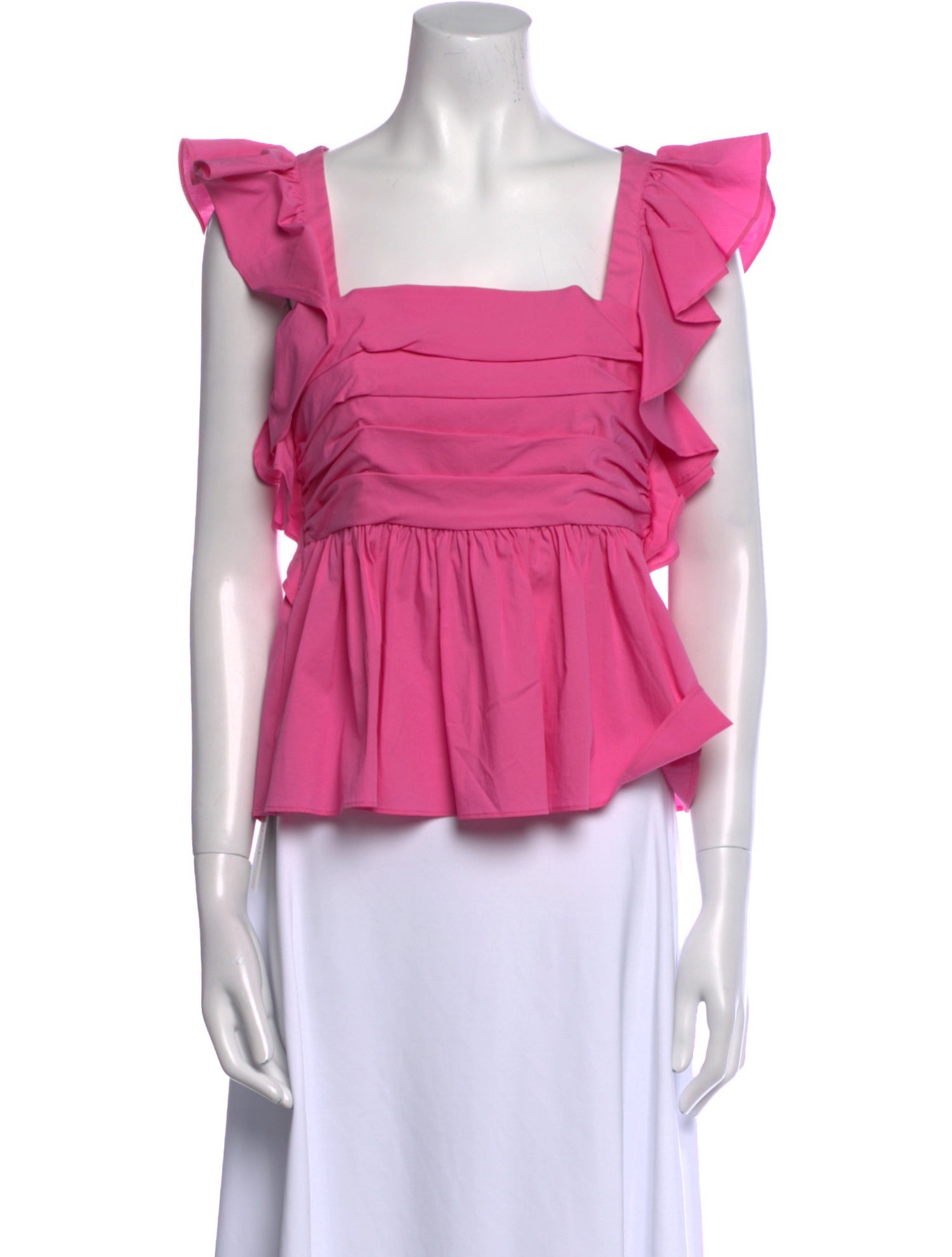 Cinq à Sept Square Neckline Short Sleeve Crop Top