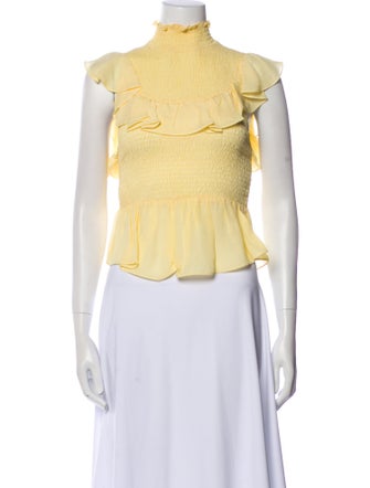 Cinq à Sept Silk Mock Neck Crop Top