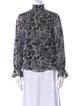 Cinq à Sept Floral Print Mock Neck Blouse