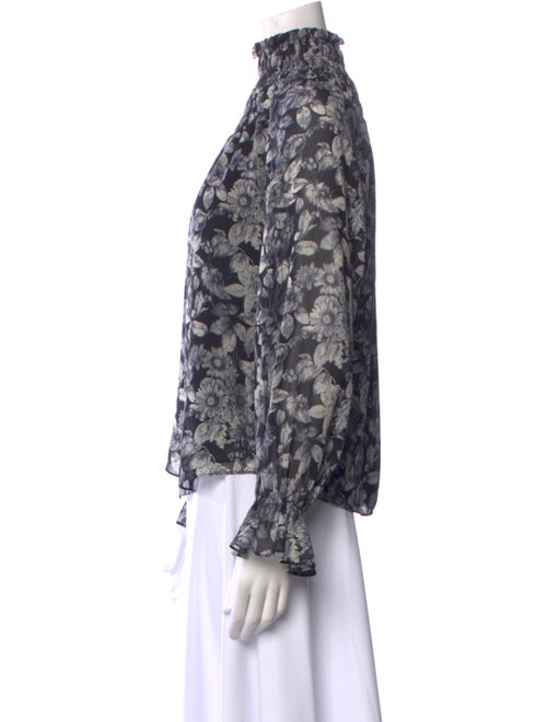 Cinq à Sept Floral Print Mock Neck Blouse