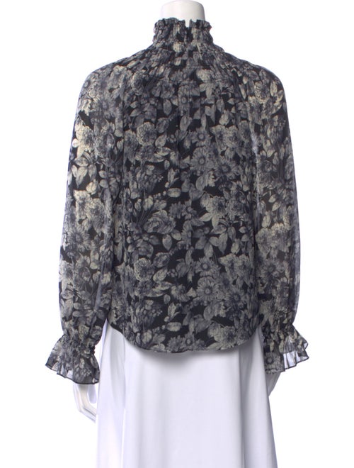 Cinq à Sept Floral Print Mock Neck Blouse