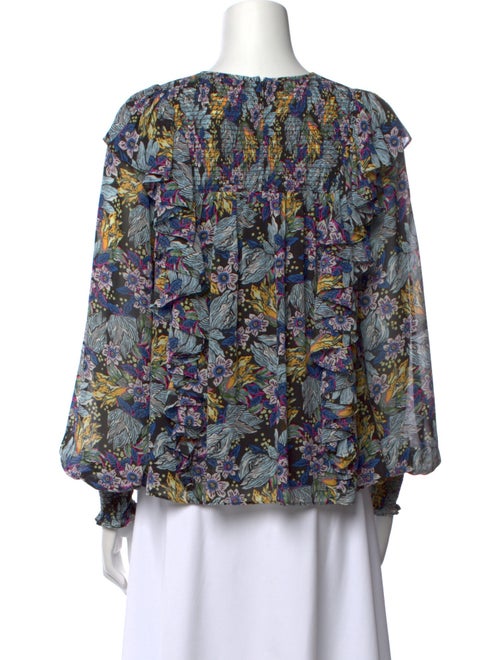 Cinq à Sept Floral Print Bateau Neckline Blouse
