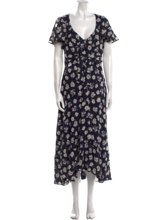 Cinq à Sept Floral Print Midi Length Dress