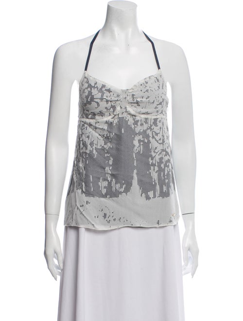 C'n'c Costume National Printed Halterneck Top Whit