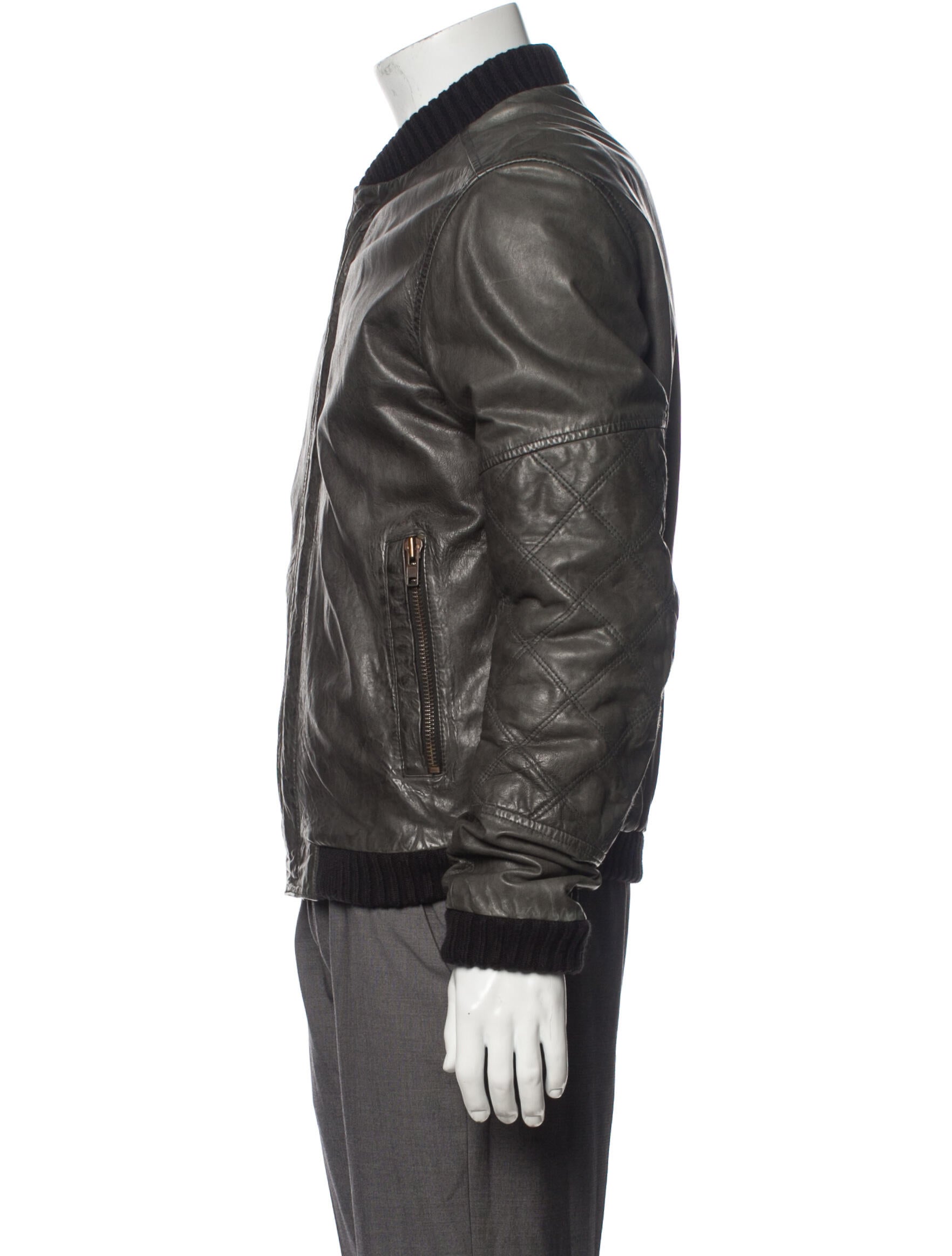 C'N'C Costume National Leather Bomber Jacket - Grey Outerwear