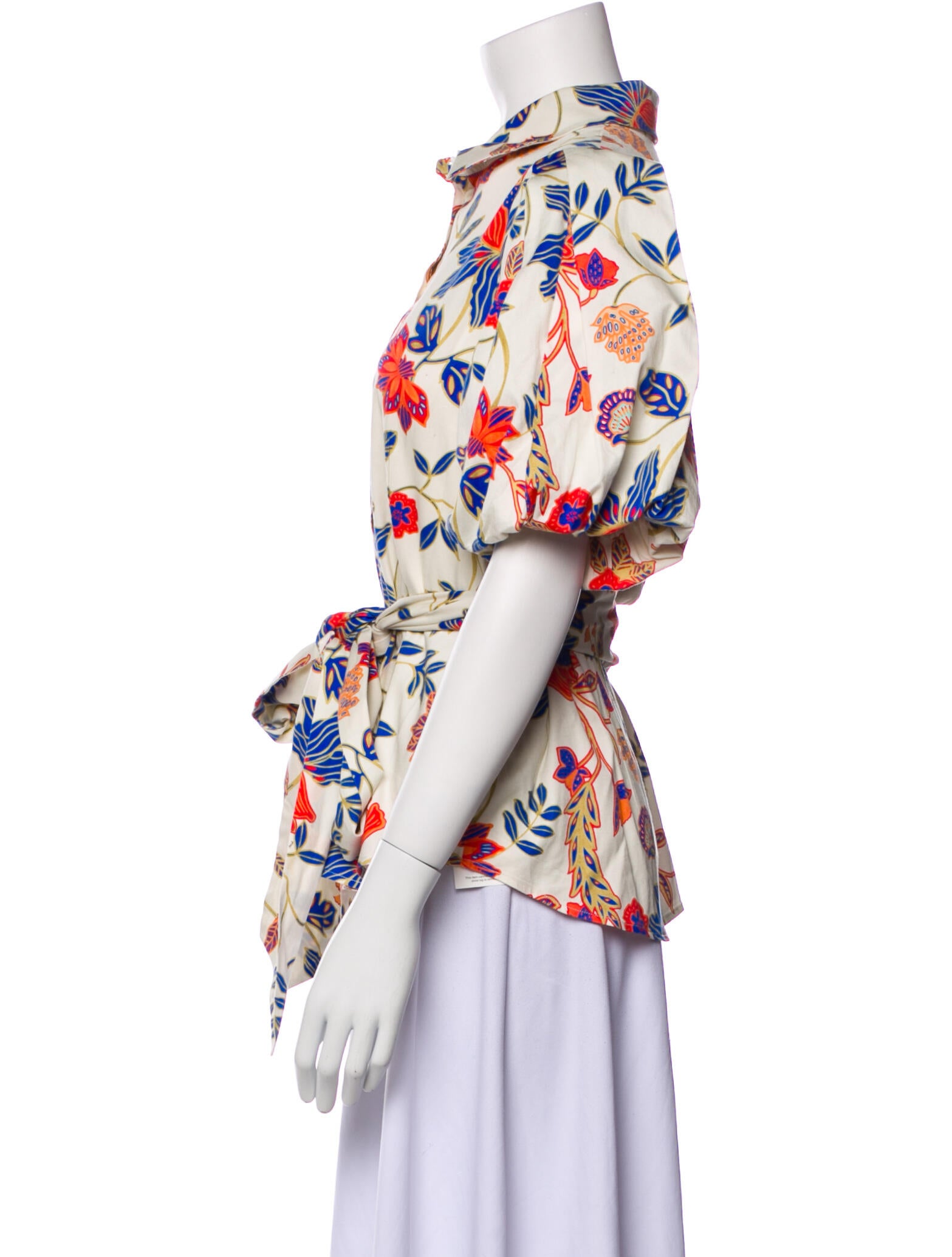 Chloé Kristyn Floral Print Mock Neck Button-Up Top