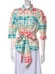 Chloé Kristyn Plaid Print Three-Quarter Sleeve Button-Up Top