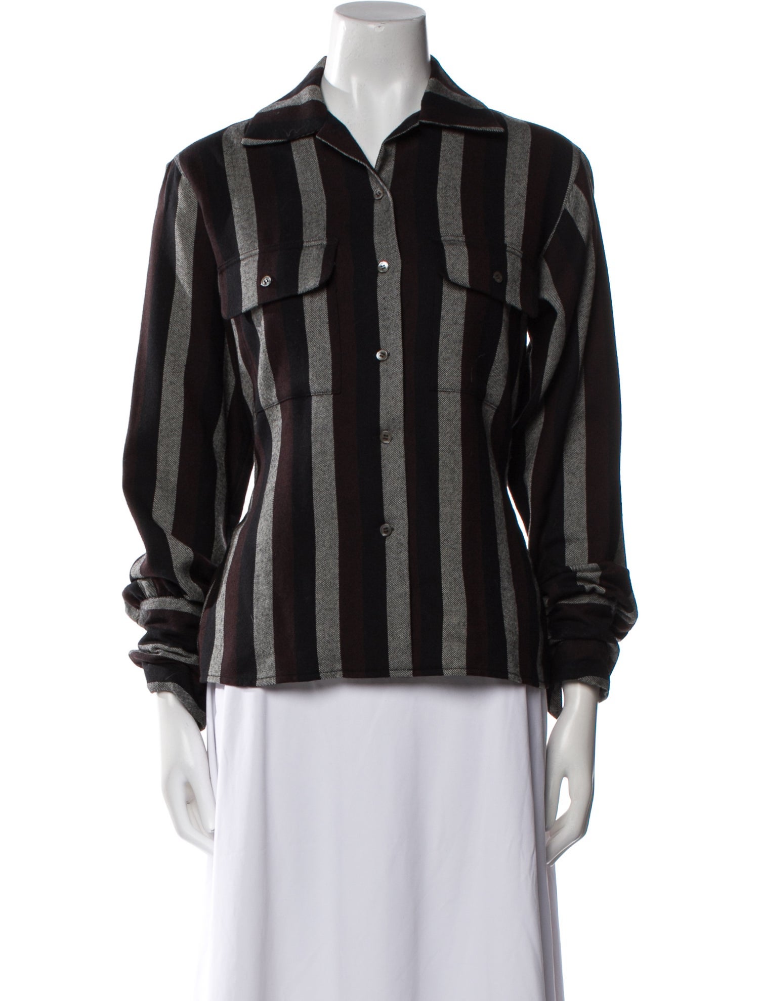 CALVIN KLEIN JEANS EST. 1978 Striped Long Sleeve Button-Up Top