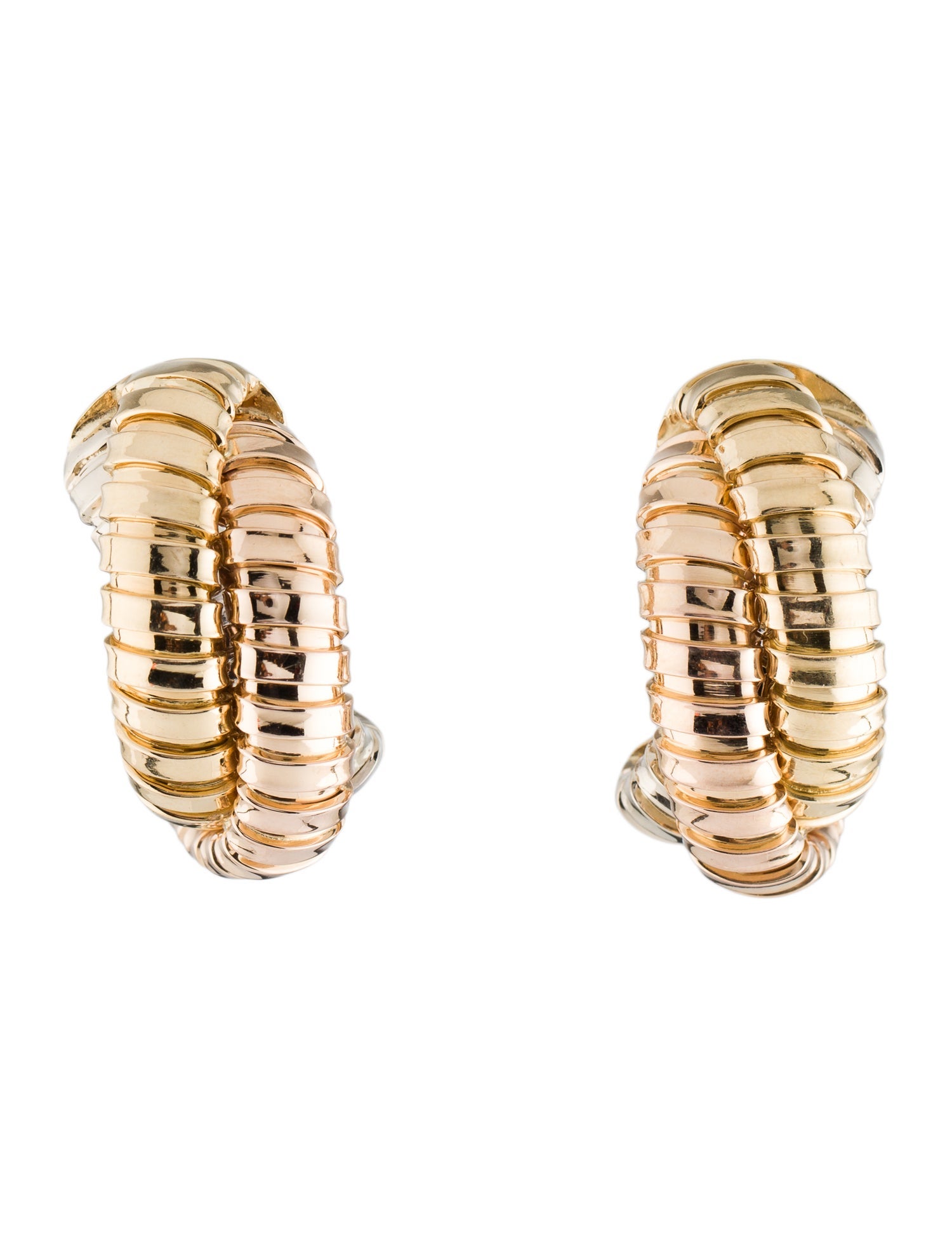 Carlo Weingrill 18K Tri-Color Rolling Tubogas Earclips