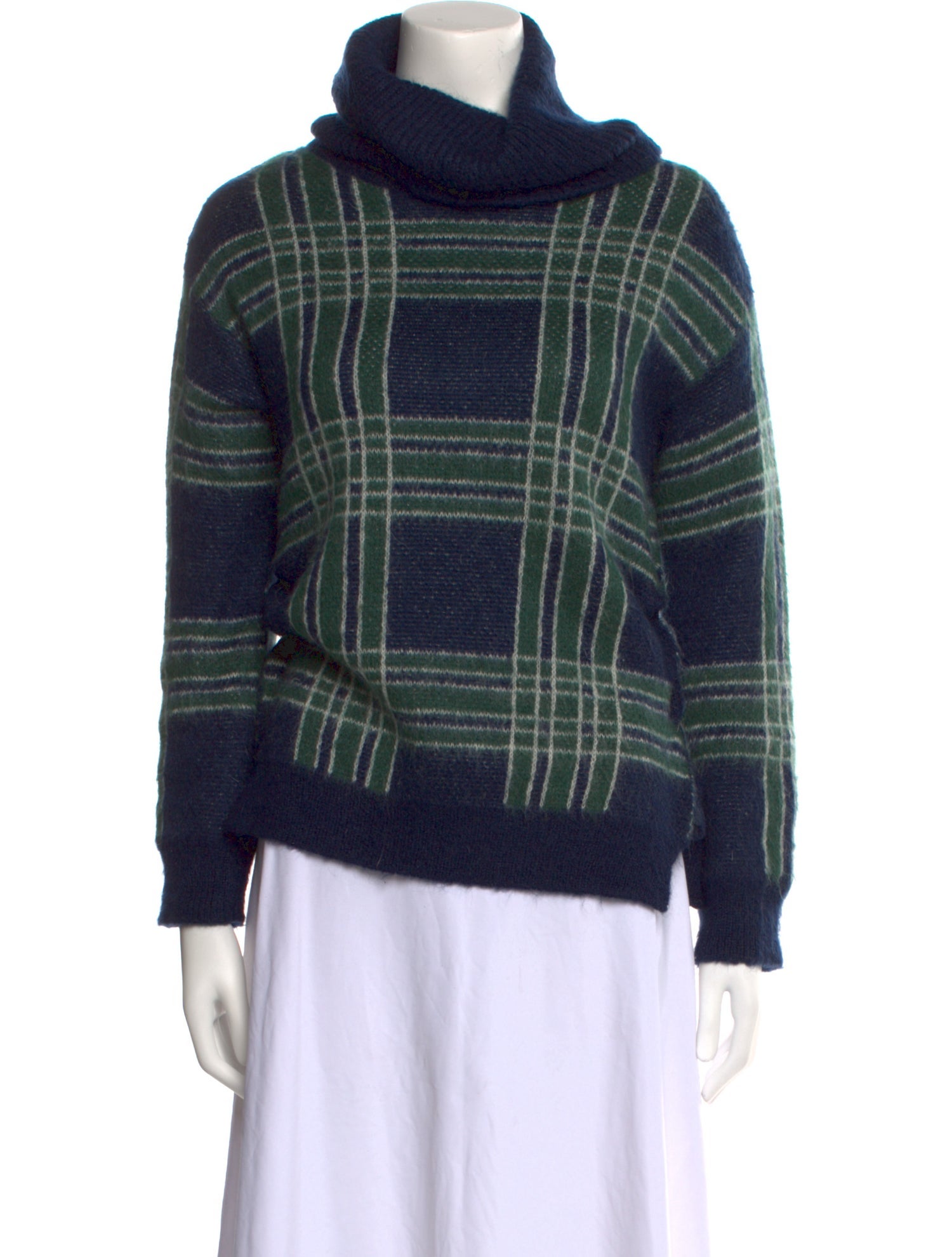 Claudie Pierlot Plaid Print Turtleneck Sweater