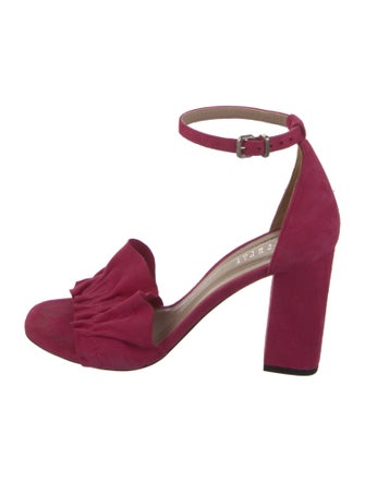 Claudie Pierlot Suede Ruffle Embellishment Sandals