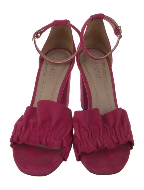 Claudie Pierlot Suede Ruffle Embellishment Sandals