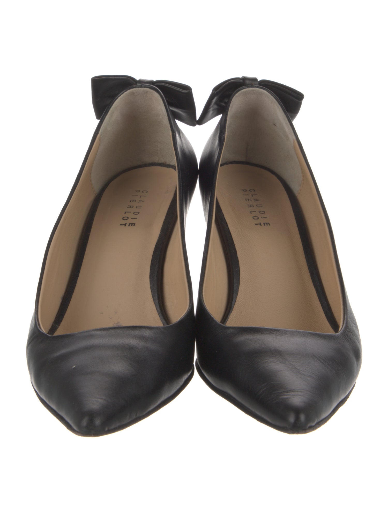 Claudie Pierlot Leather Bow Accents Pumps