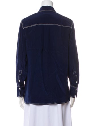 Claudie Pierlot Silk Long Sleeve Button-Up Top