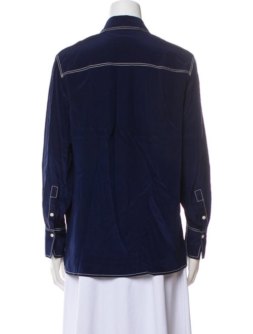 Claudie Pierlot Silk Long Sleeve Button-Up Top