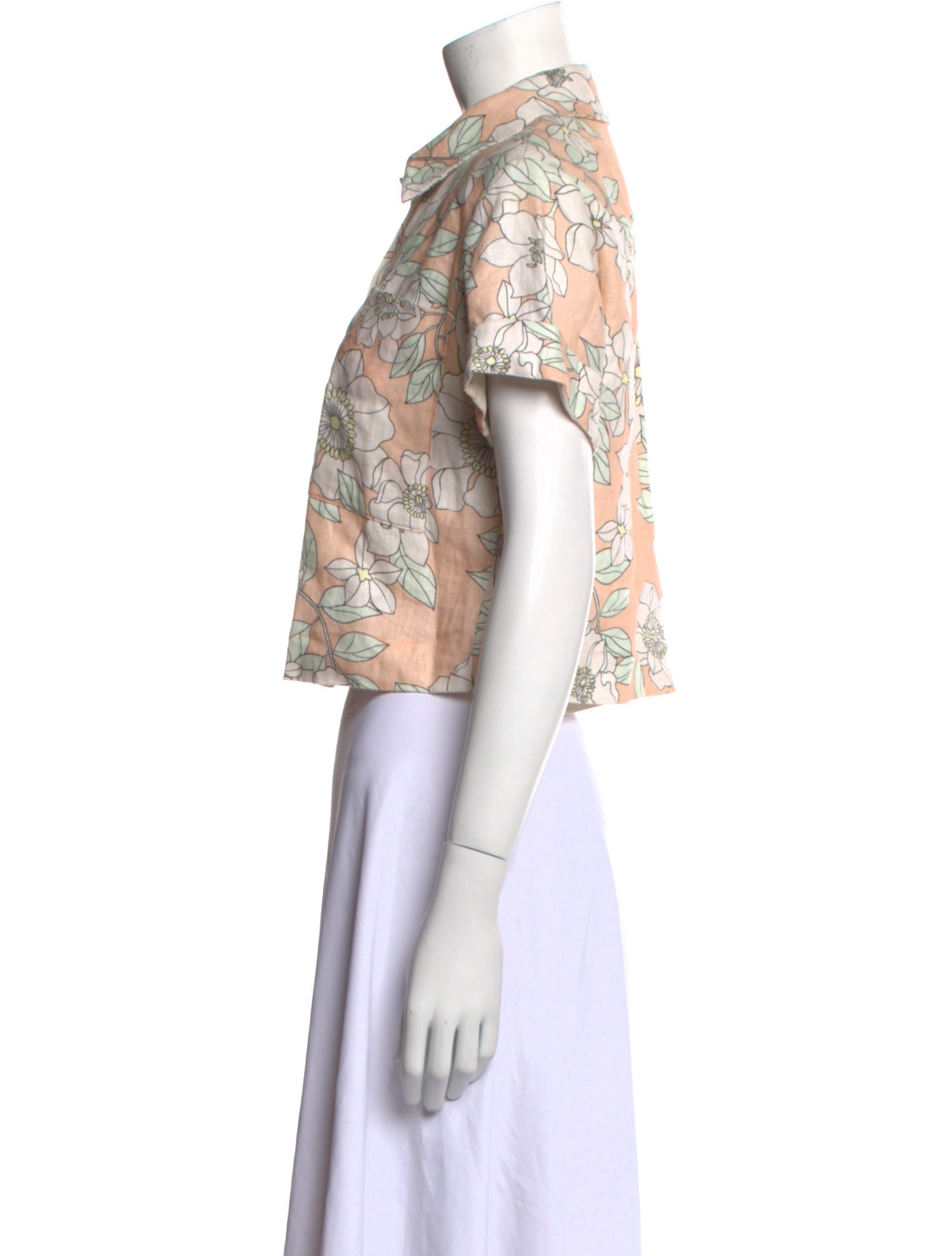 Claudie Pierlot Linen Floral Print Crop Top