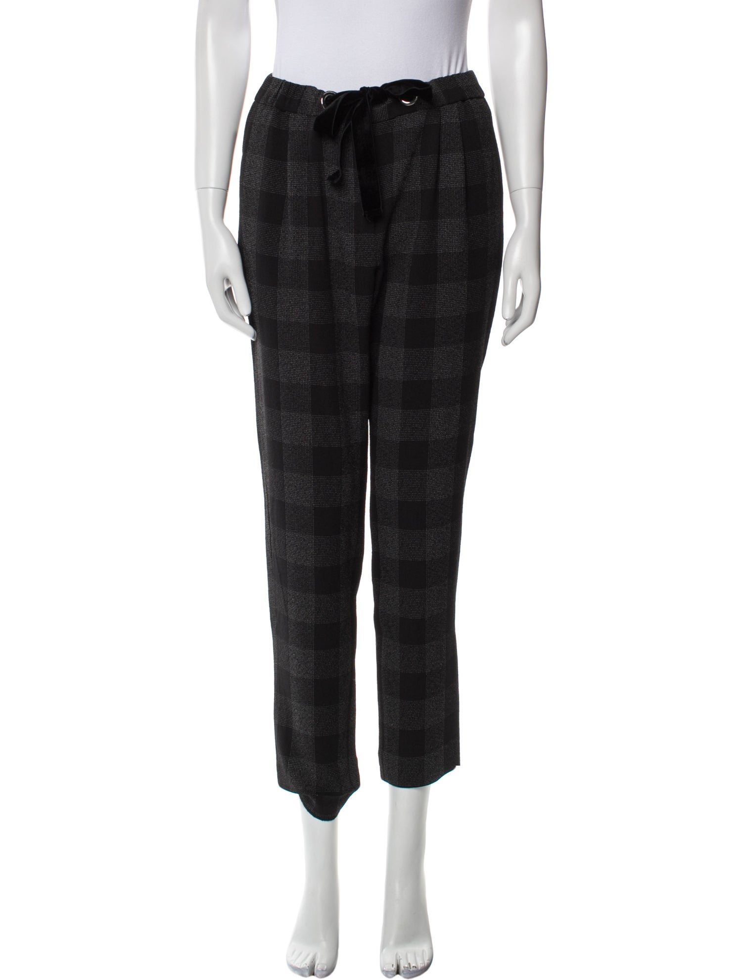 Claudie Pierlot Plaid Print Straight Leg Pants