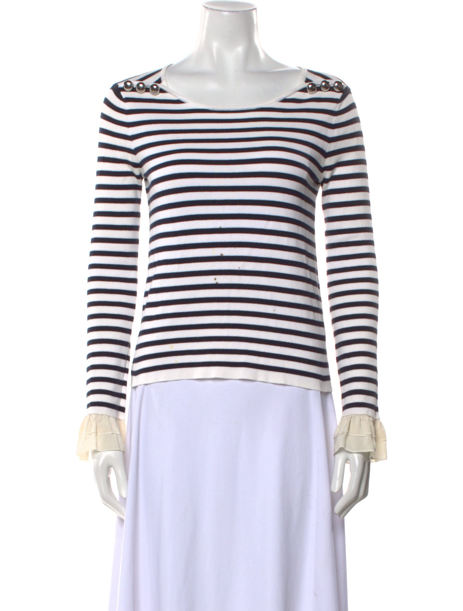 Claudie Pierlot Striped Scoop Neck Sweater
