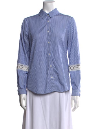 Claudie Pierlot Striped Long Sleeve Button-Up Top