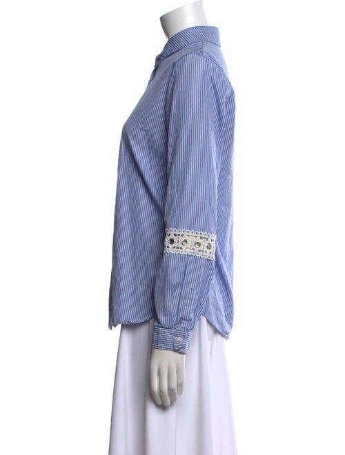Claudie Pierlot Striped Long Sleeve Button-Up Top
