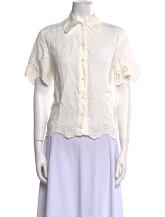 Claudie Pierlot Short Sleeve Button-Up Top