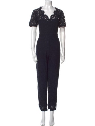 Claudie Pierlot Lace Pattern V-Neck Jumpsuit