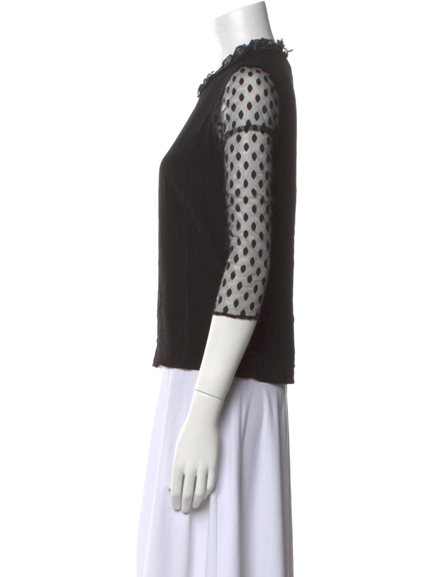 Claudie Pierlot Mock Neck Three-Quarter Sleeve Top