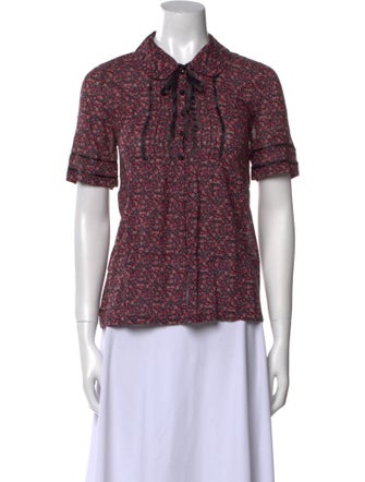 Claudie Pierlot Printed Short Sleeve Button-Up Top
