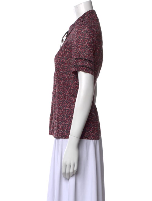 Claudie Pierlot Printed Short Sleeve Button-Up Top